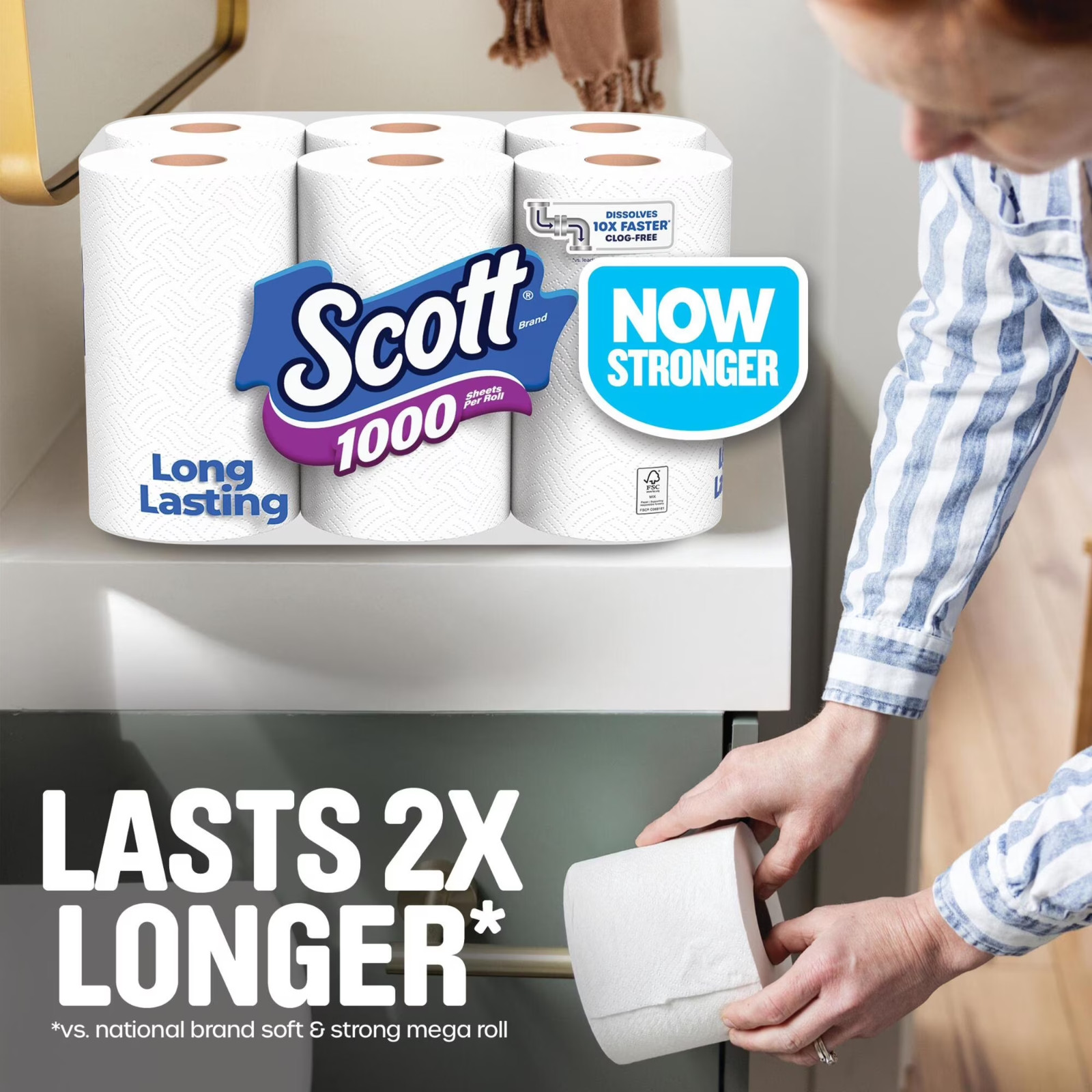 Scott 1000 Toilet Paper 36 Rolls 1-Ply Bath Tissue Long Lasting Bulk Value Pack