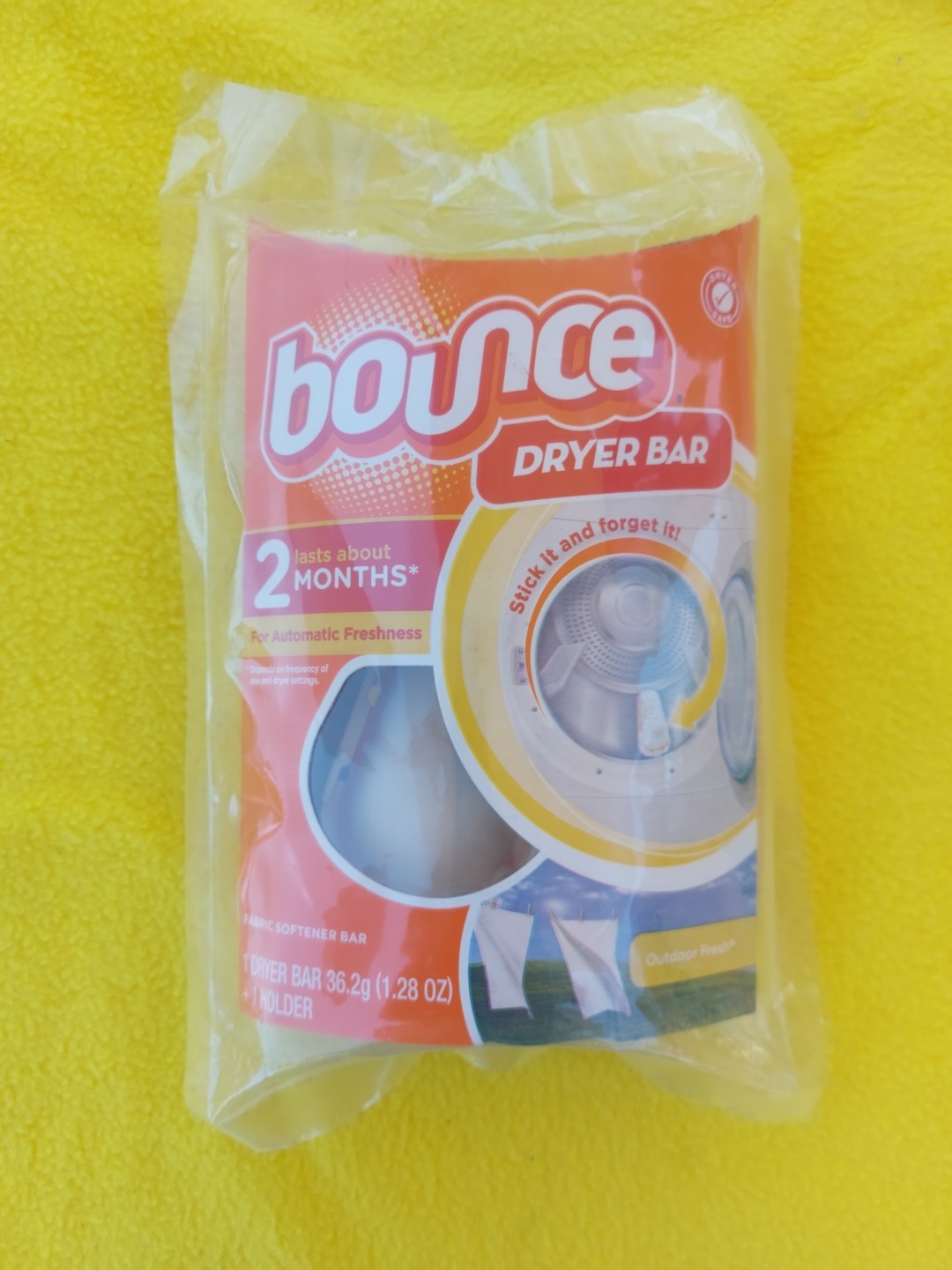 Bounce Dryer Bar 2 Month Outdoor Fresh Scent Fabric Softener NEW 1 Bar & Holder