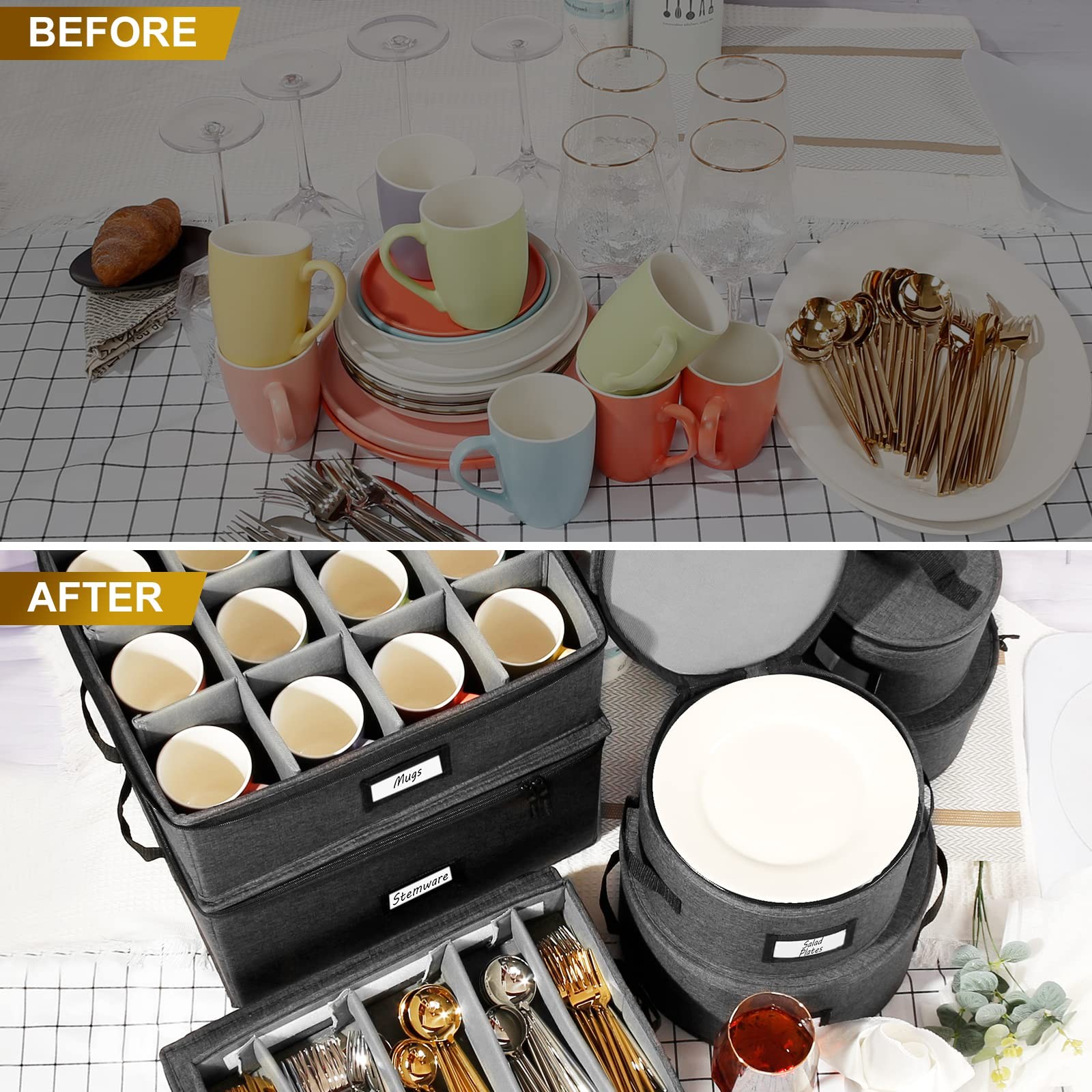 HOMELUX THEORY Mug Storage Box with Dividers Hard 8. Storage, Dark Gray