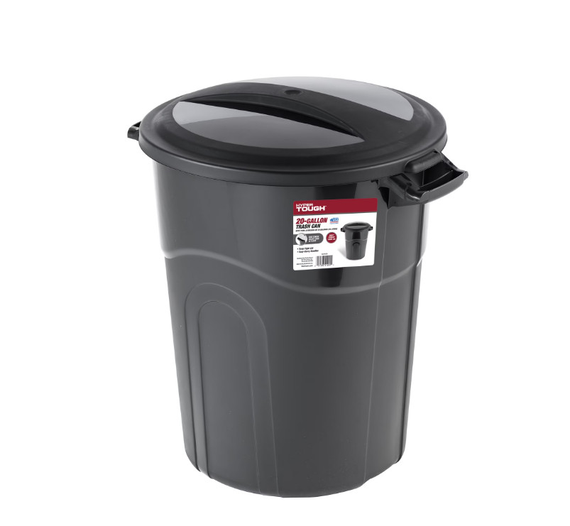 Hyper Tough 20 Gallon Garbage Can, Heavy Duty with Lid Black