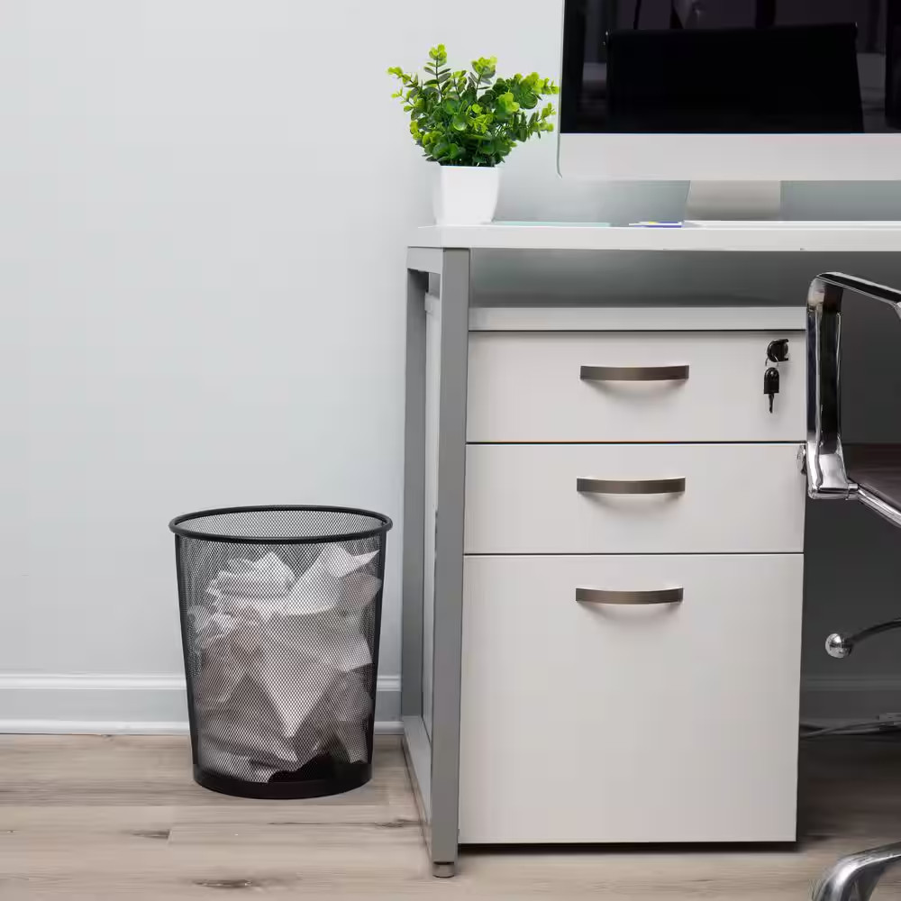 Freestanding Trash Can Waste Paper Basket 11.5 In. L X 11.5 In. W X 13.75 In. H
