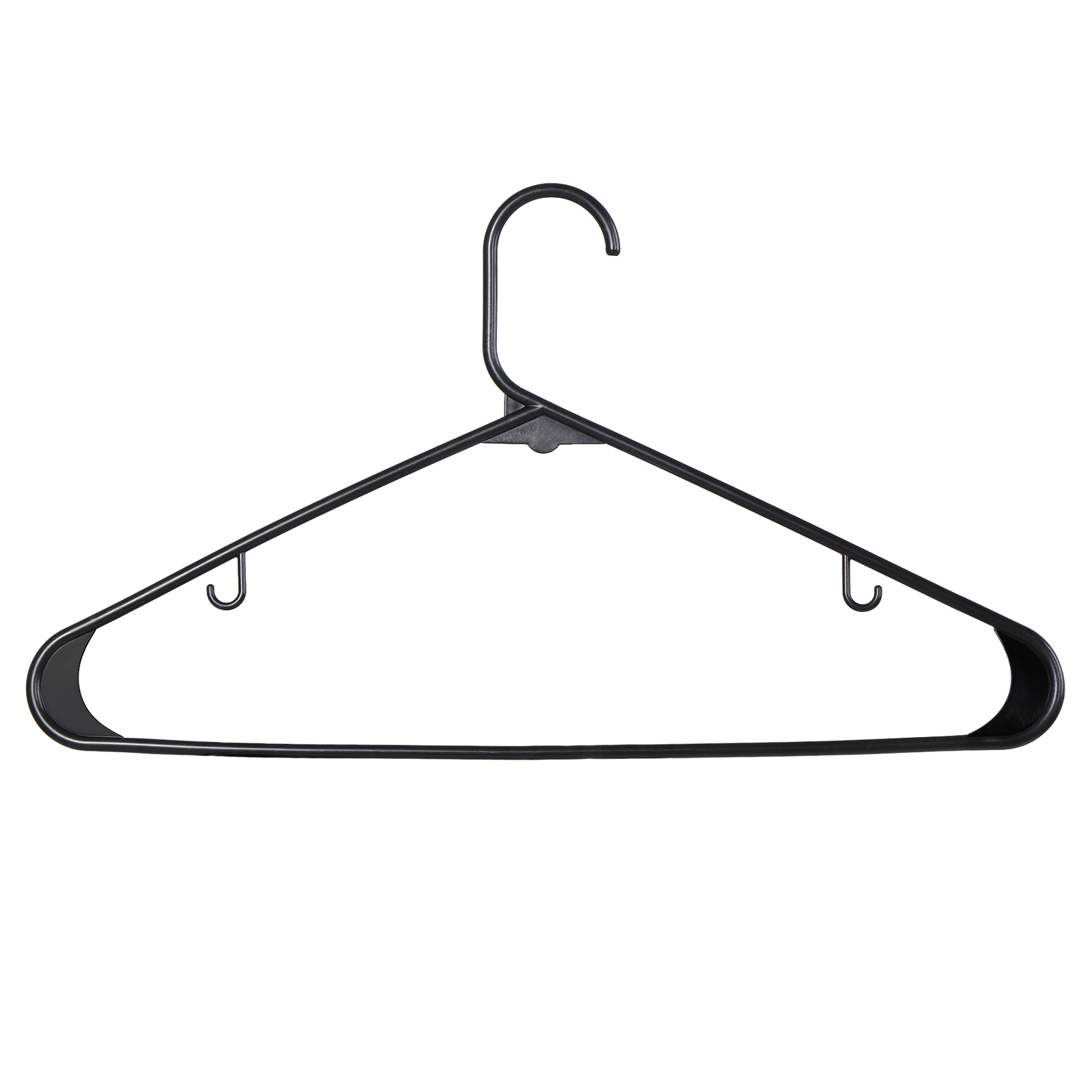 100 Pack Black Plastic Hangers Standard Thick Clothes Hangers with Double Hooks