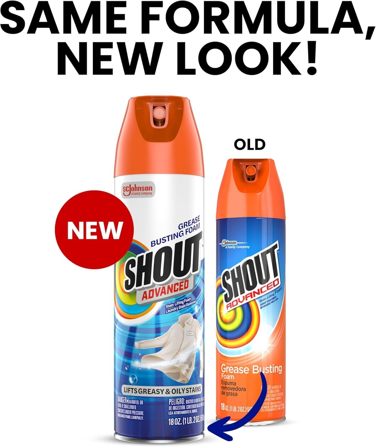 2 Shout Advanced Foaming Grease and Oil Stain Remover for Clothes, 18 oz, Red