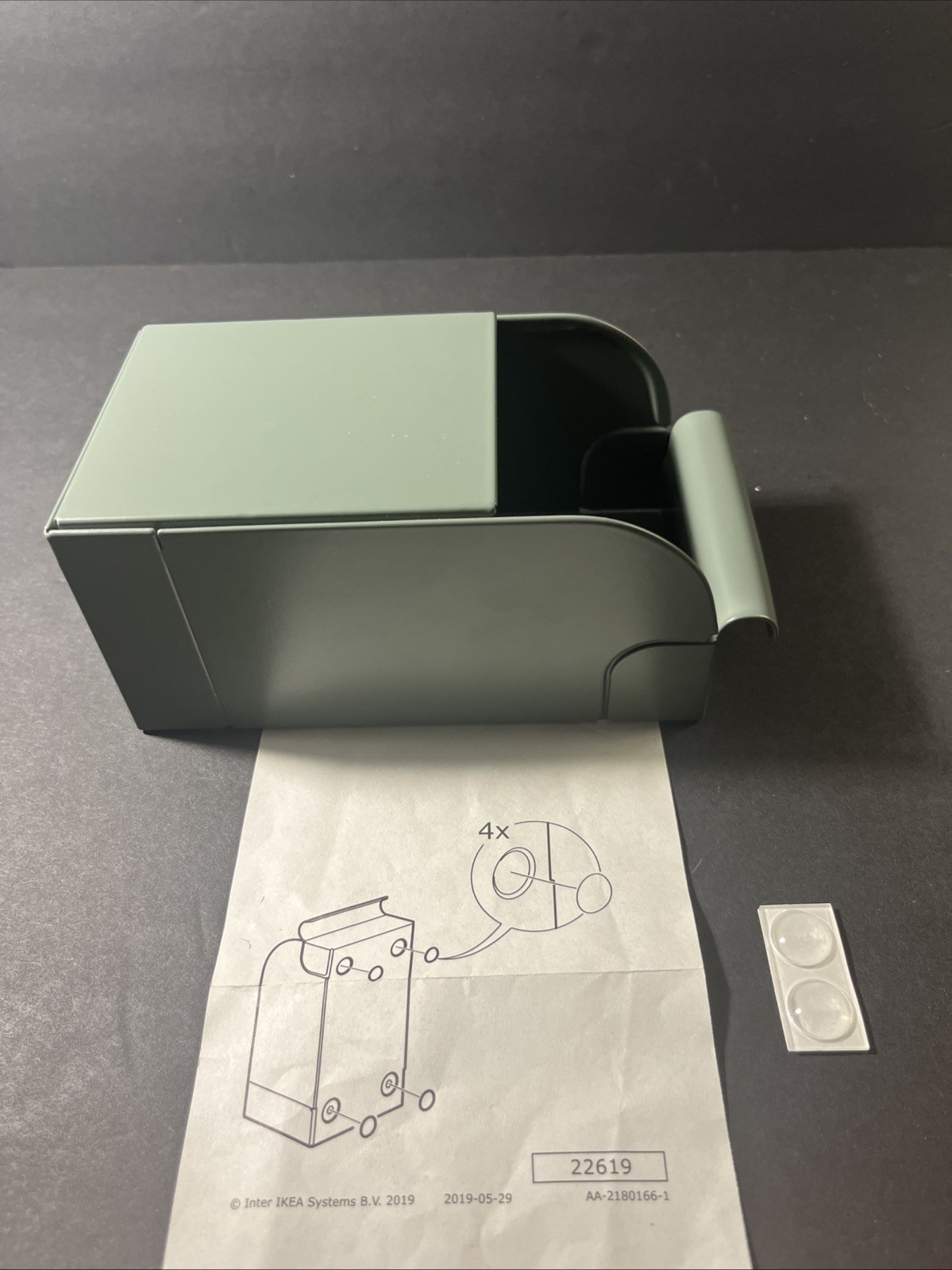 IKEA REJSA Storage Box Metal Bin Gray/Green 3 1/2″x6 3/4″ x3″ NEW 404.577.90