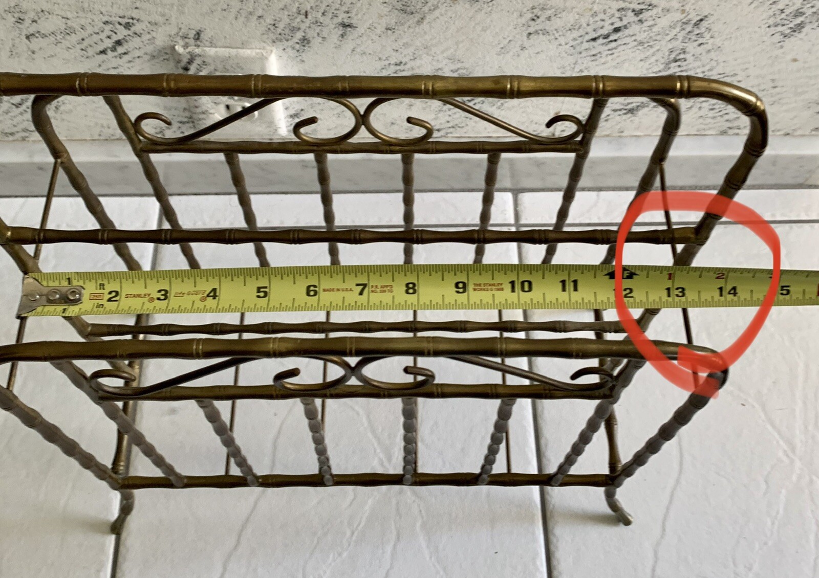 Solid Brass Magazine Newspaper Rack Mid Century Modern Design VTG 17” X 13” X 6”