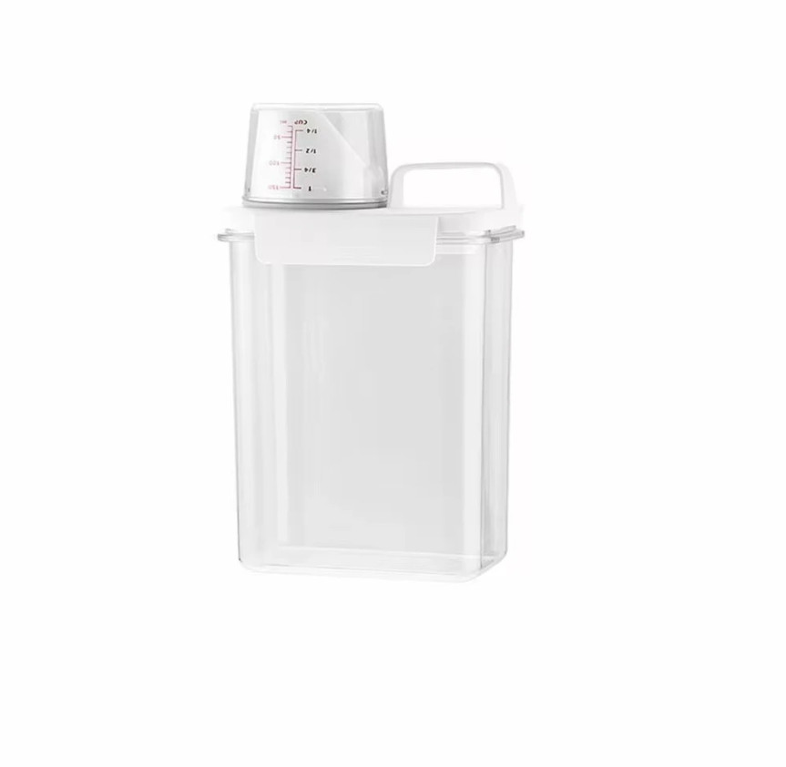 1pcs Airtight Laundry Detergent Dispenser – Clear Powder & Liquid Storage Jar