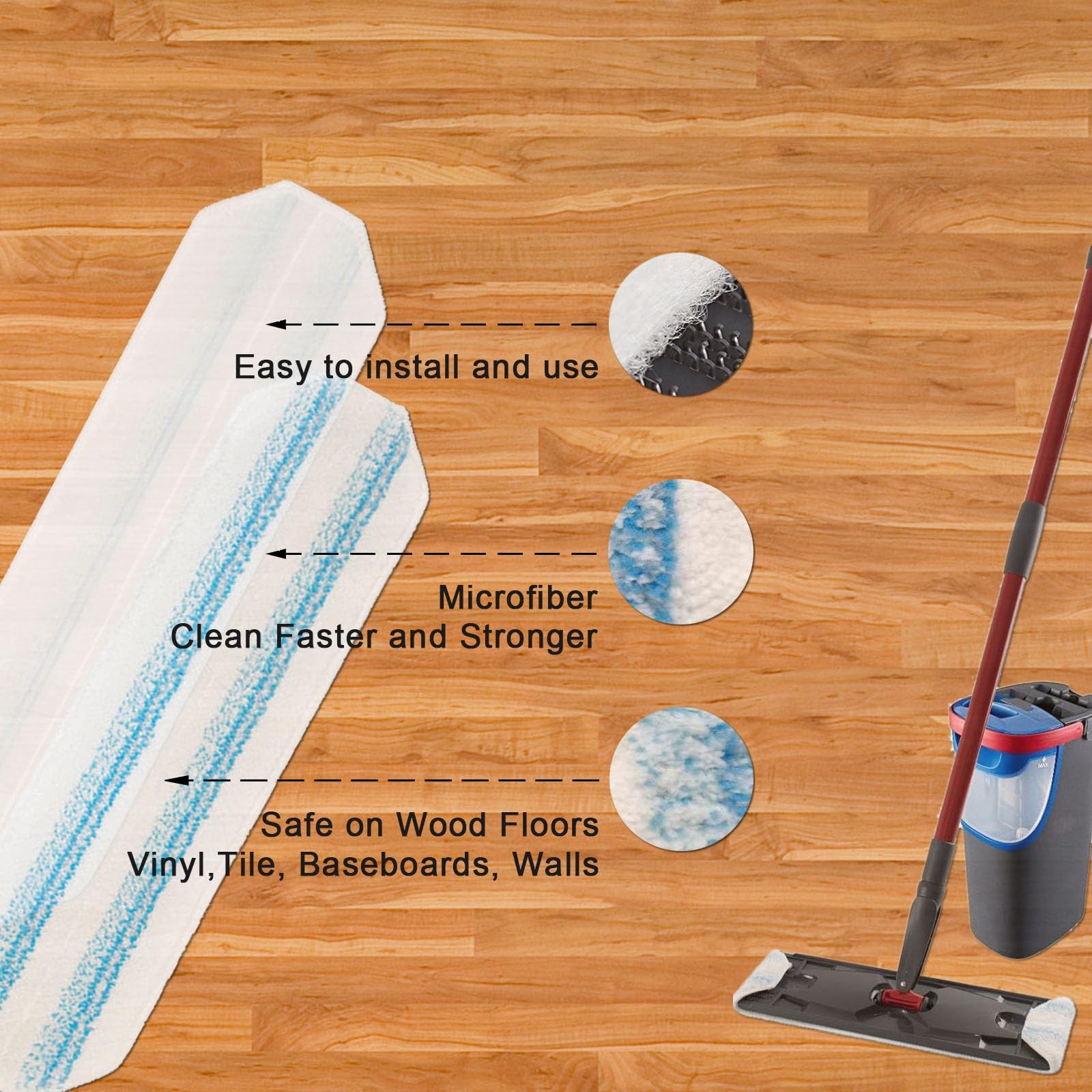 Bycarm Flat Mop Replacement Pads Compatible with O Cedar H2prO , H2pro Flat M…