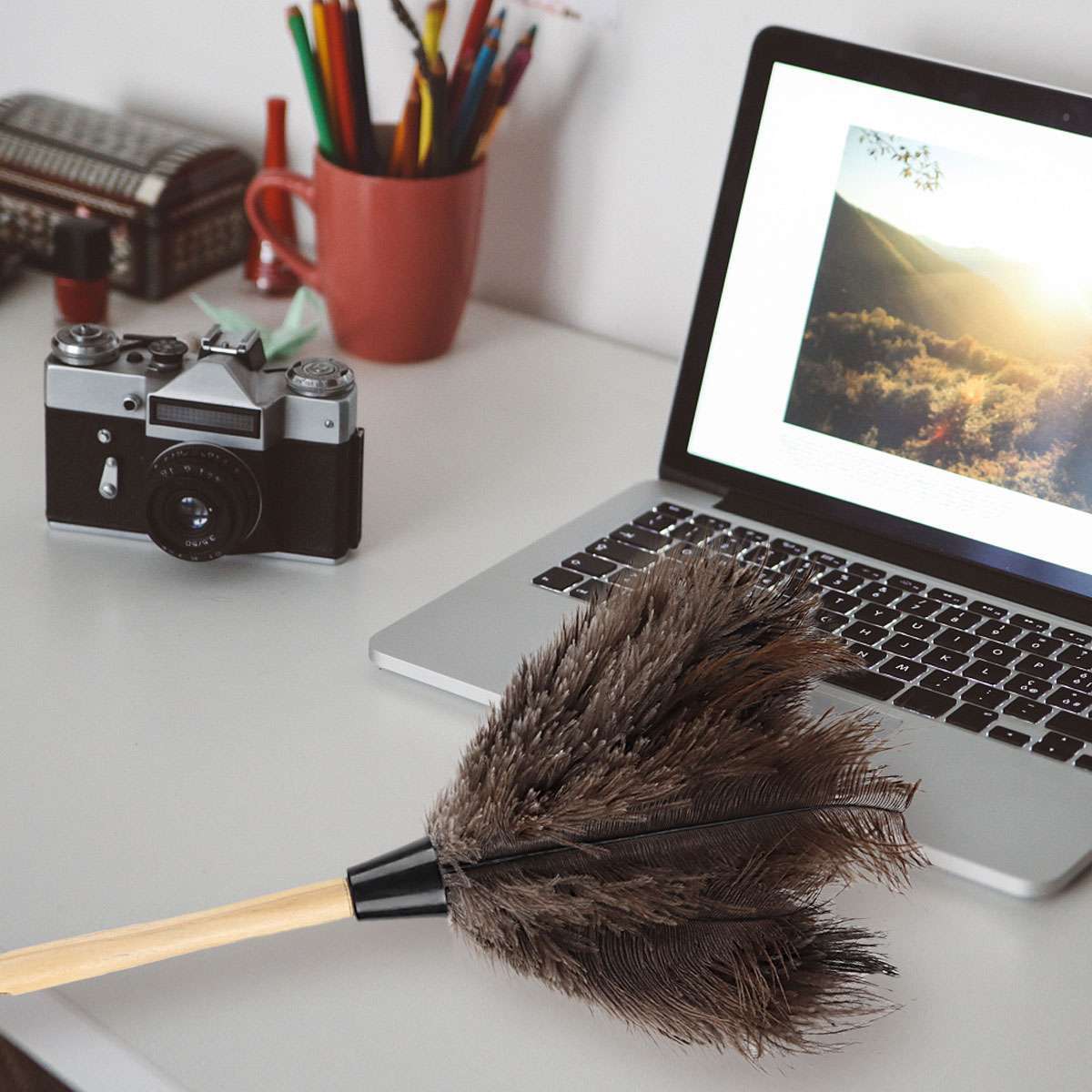 16inch Feather Duster Durable Dust Collecting Cleaning Tool For Car, Home Clean