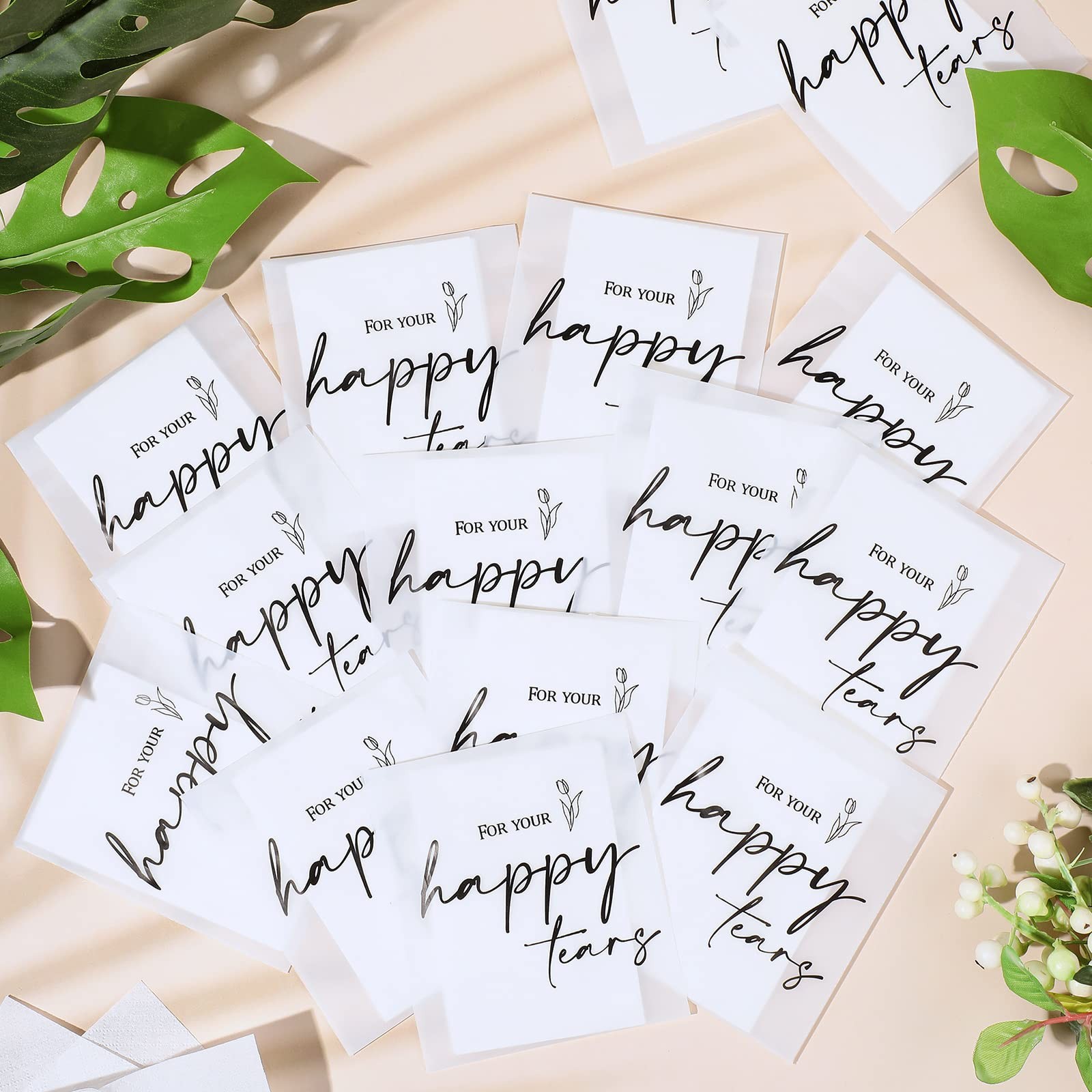 Happy Tears 3 Ply Tissues, 30 Pack, Wedding Guest Favors, White
