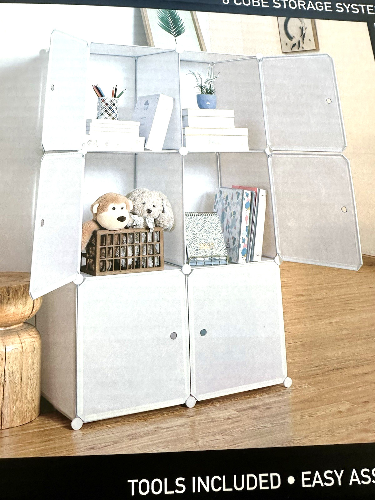 Cube Storage Organizer 6-Cube Shelves Unit with Doors DIY Stackable Plastic Whit