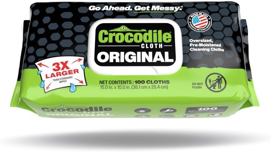 Crocodile Cloth Original Cleaning Wipes, Heavy-Duty Multi-Surface Hand & Tool