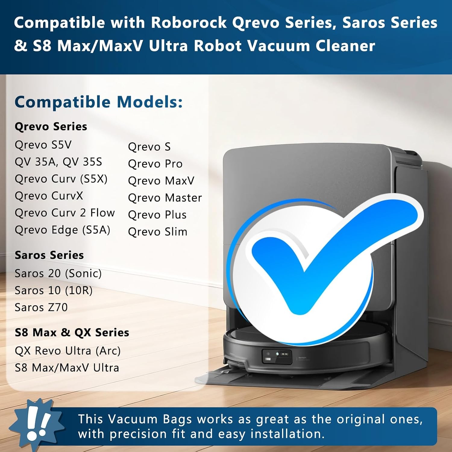 12 Pack Dust Bag for Roborock Qrevo QV 35A S5V Saros 10R 20 Qrevo Edge S5A
