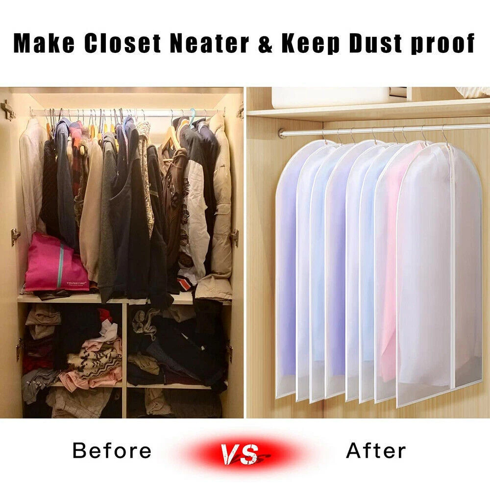 4Pcs Clothes Coat Protect Garment Cover Bags Suit Storage Bags Zipper Dress USA