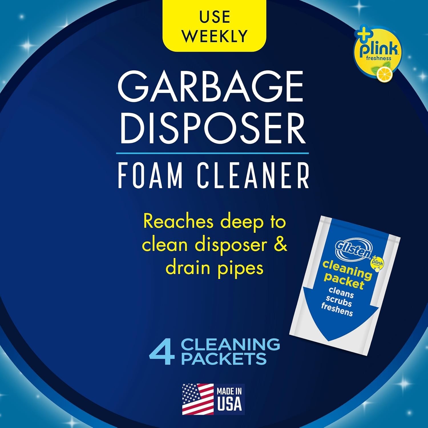 Eco-Friendly Garbage Disposal Cleaner – Lemon Scented, 4 Biodegradable Packets
