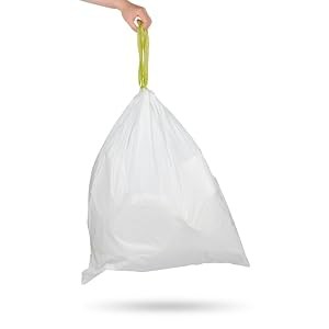 NINESTARS NSTB-13-30 Extra Strong White Trash Bag w/Drawstring Closure, 13 Gal.
