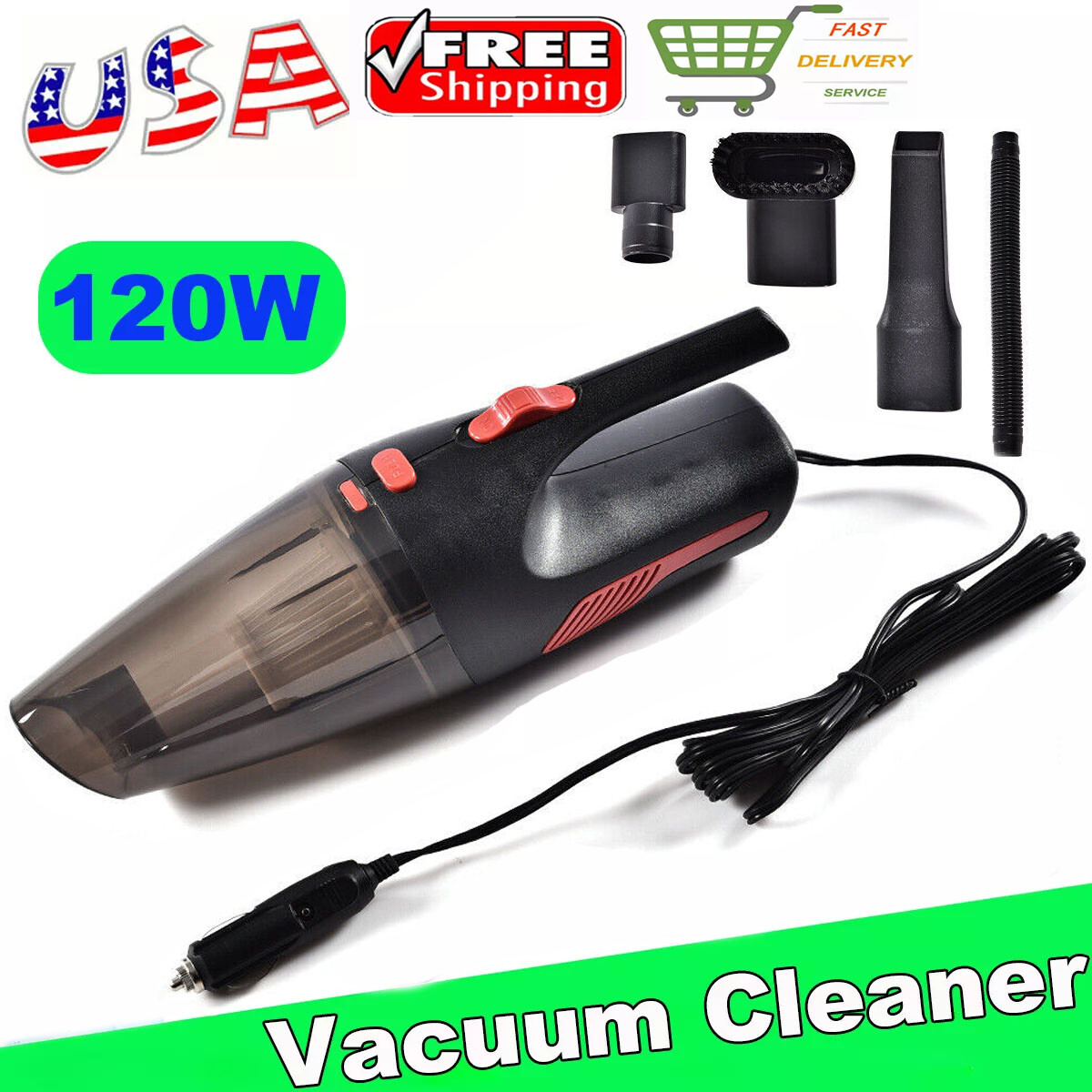Powerful Car Handheld Vacuum Cleaner, Portable Wet & Dry Strong Suction Cleaner