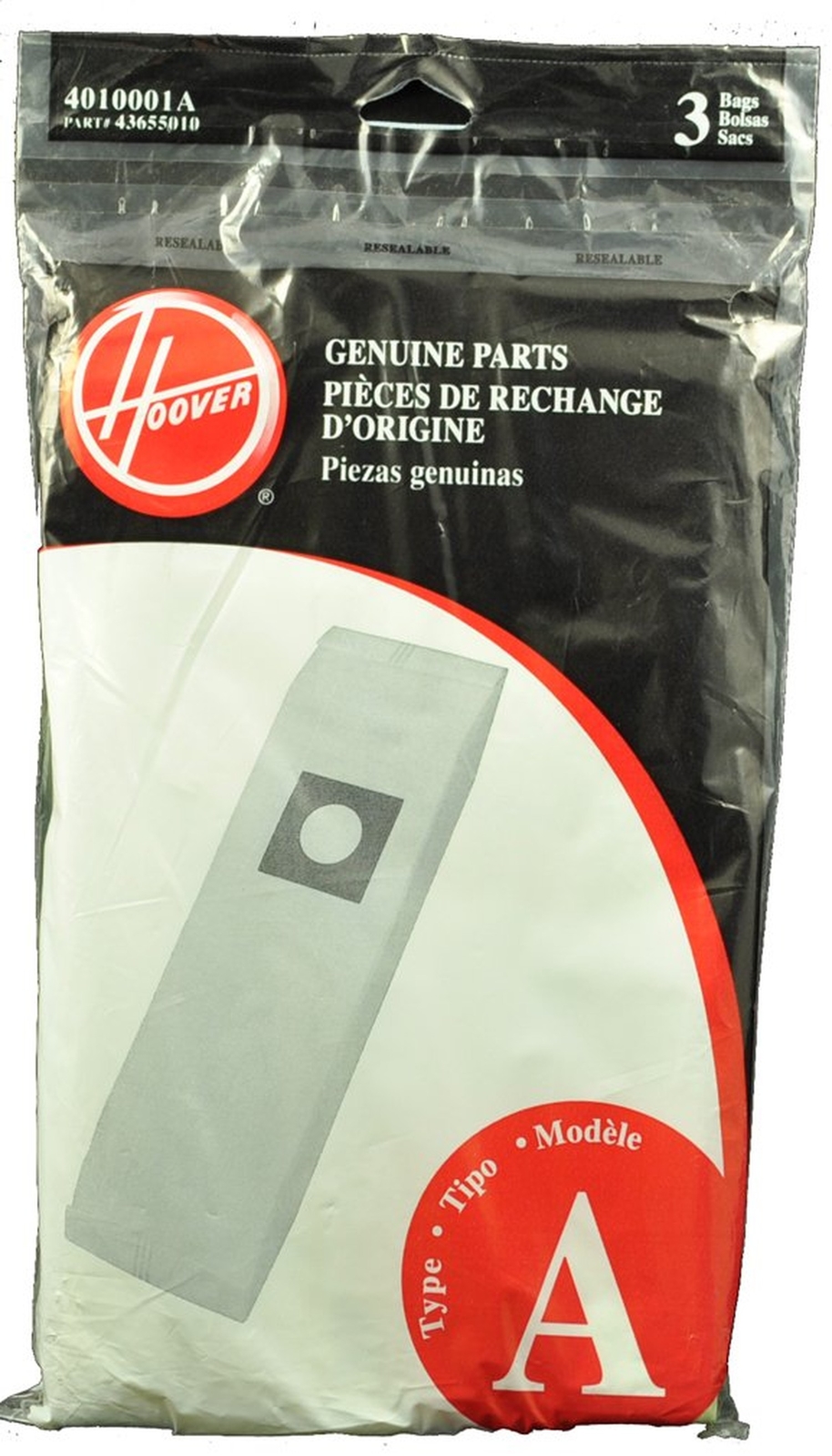 GENUINE HOOVER TYPE A–3 PACK VACUUM CLEANER BAGS– # 4010001A