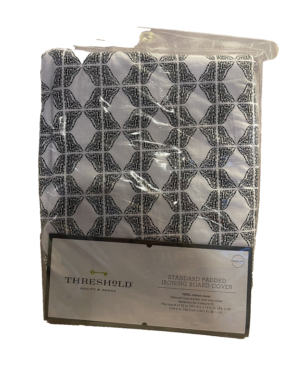 NEW In Packaging Threshold Black & White Print Standard Ironing Board Cover