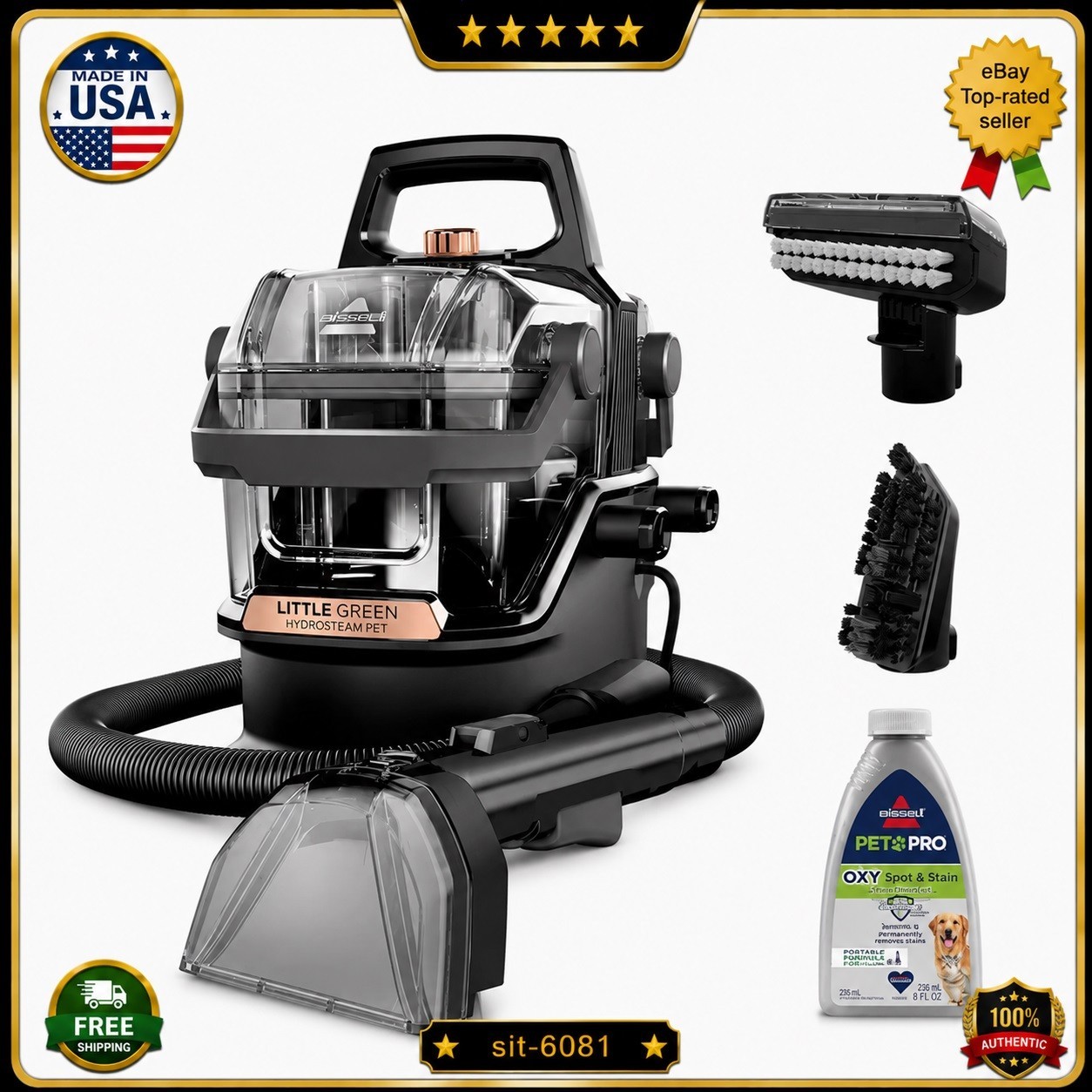 BISSELL Little Green HydroSteam 36052 Portable Carpet Cleaner Pet Hair -New@🔥