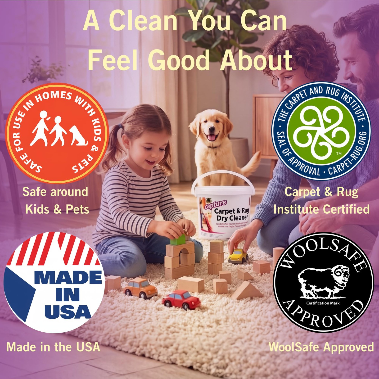 Pet Carpet Cleaner Dry Cleaning Solution for Home, Car, Stains & Odor 4 lb