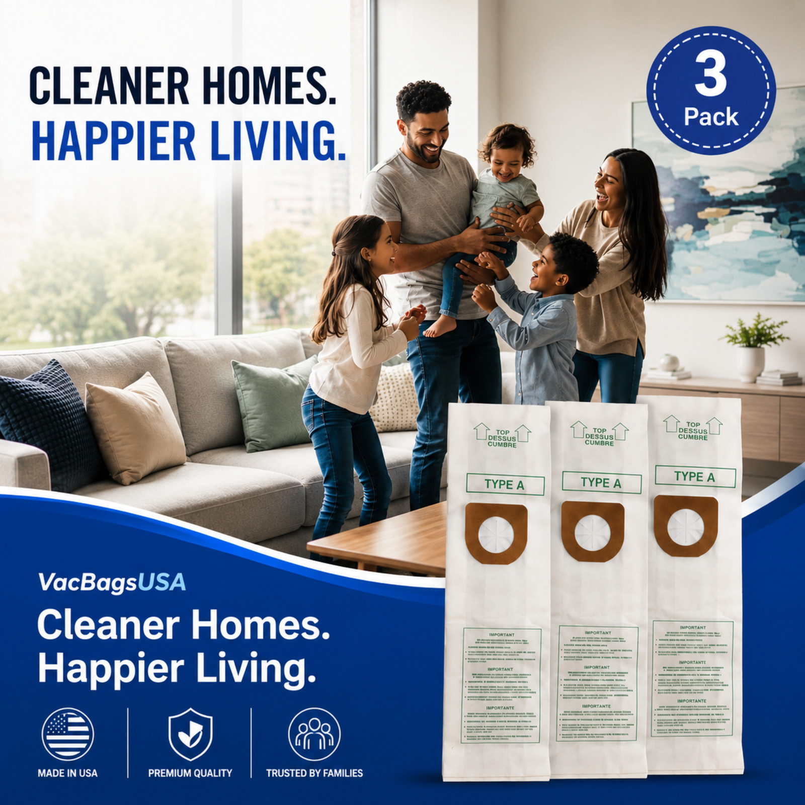 VacBagsUSA® Replacement Vacuum Cleaner Bags For Hoover® Style A