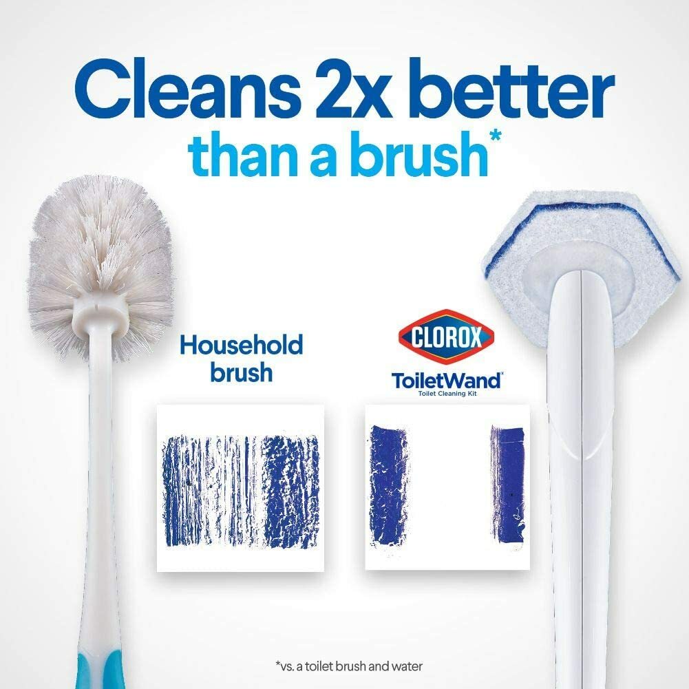 CLOROX 3-IN-1 Toilet Cleaning STARTER KIT ~ WAND + CADDY + 6 SCRUBBING PADS