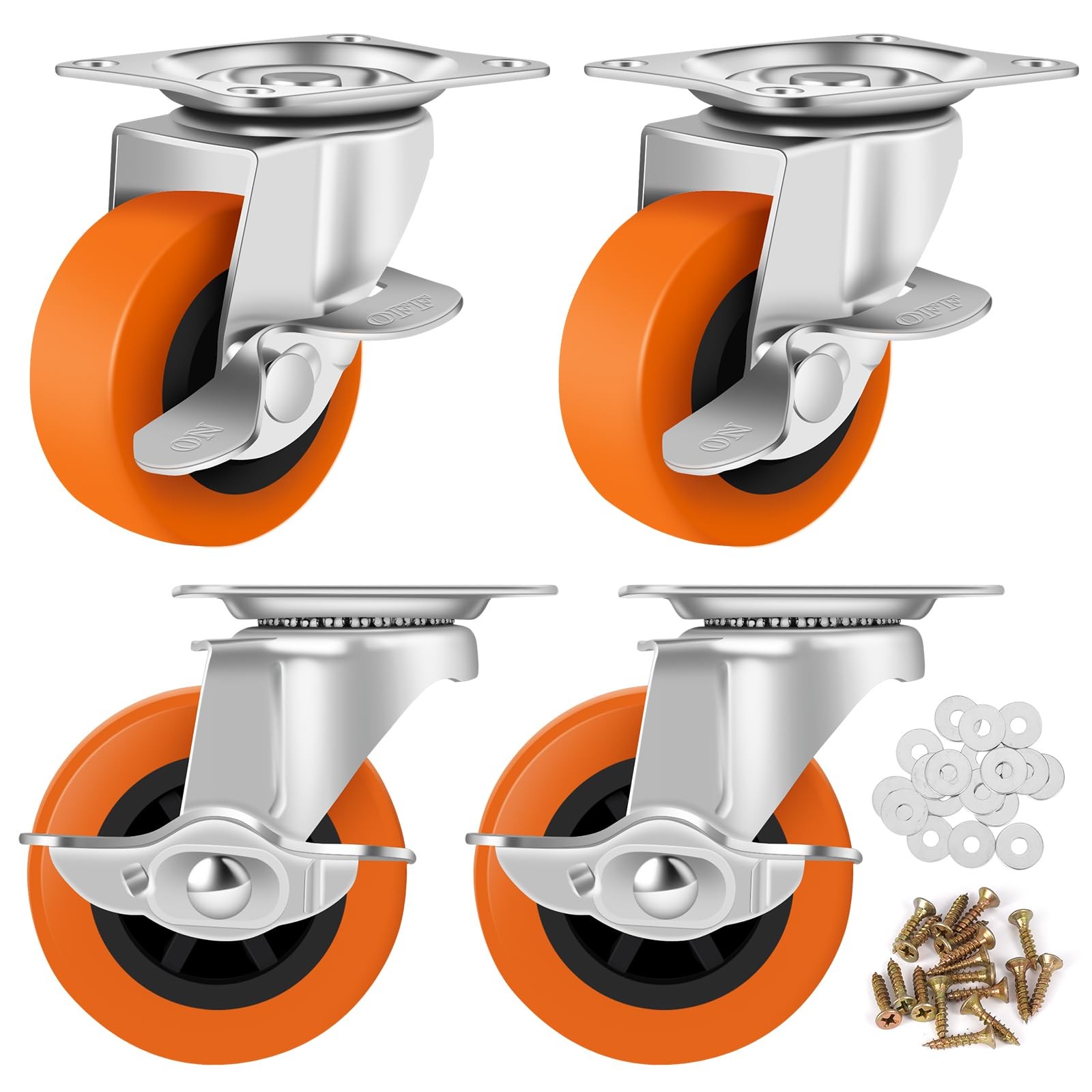 Caster Wheels 3 Inch Casters Set of 4 Heavy Duty Casters with Brake Locking C
