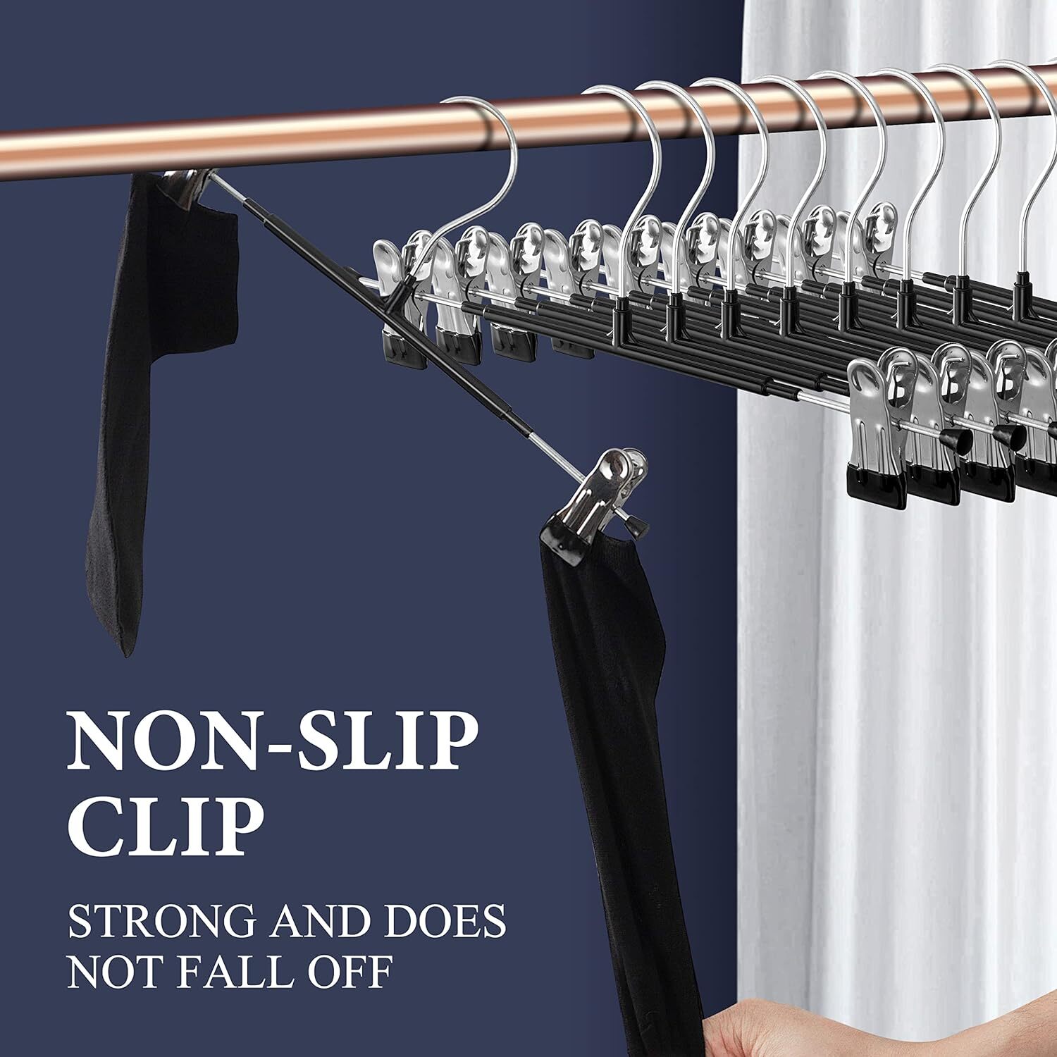40Pcs Pants Hangers w/ Non-Slip Clips For Trouser Jeans Clothes Shorts Universal