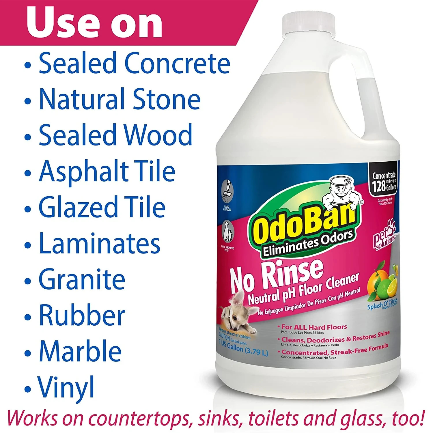 OdoBan No Rinse Neutral pH Floor Cleaner Concentrate, 1 Gallon – Select pack
