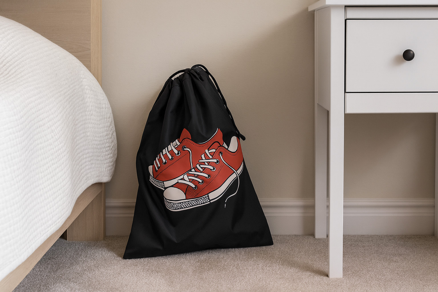 Set of 2 Printed Drawstring Travel Shoe Bags For Home & Travel Sneakers Protect