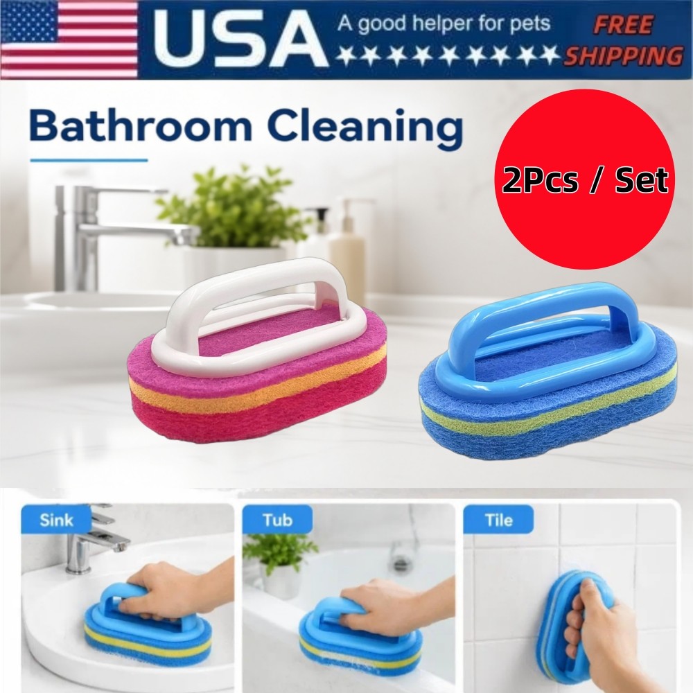 2Pcs Ergonomic Scrub Brushes with Handle for Household Daily Cleaning Projects