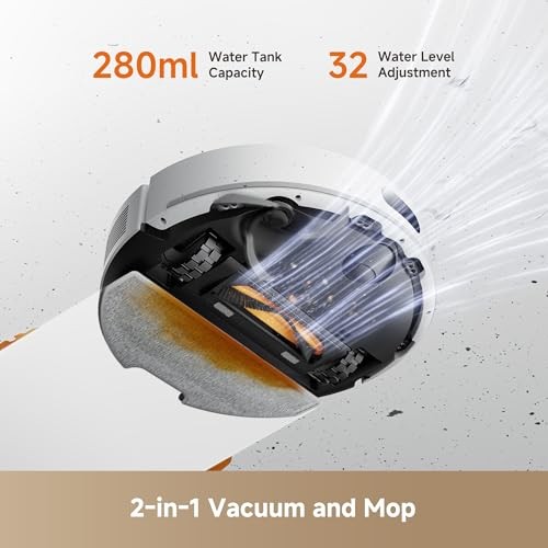 Robot Vac and Mop Combo with 20,000Pa Suction, Anti D20 Air Plus White