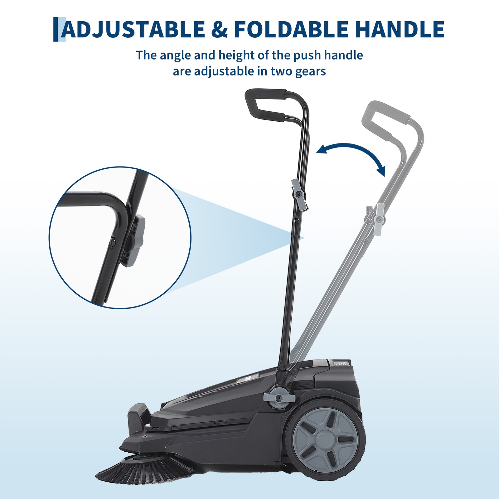 Manual Push 25.6″ Walk Behind Hand Push Floor Sweeper for Walkway Yard