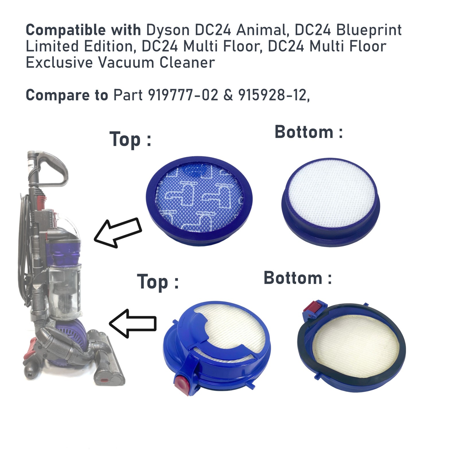 MaximalPower Post-Motor Exhaust Filter Compatible for Dyson DC24 Part #915928-12