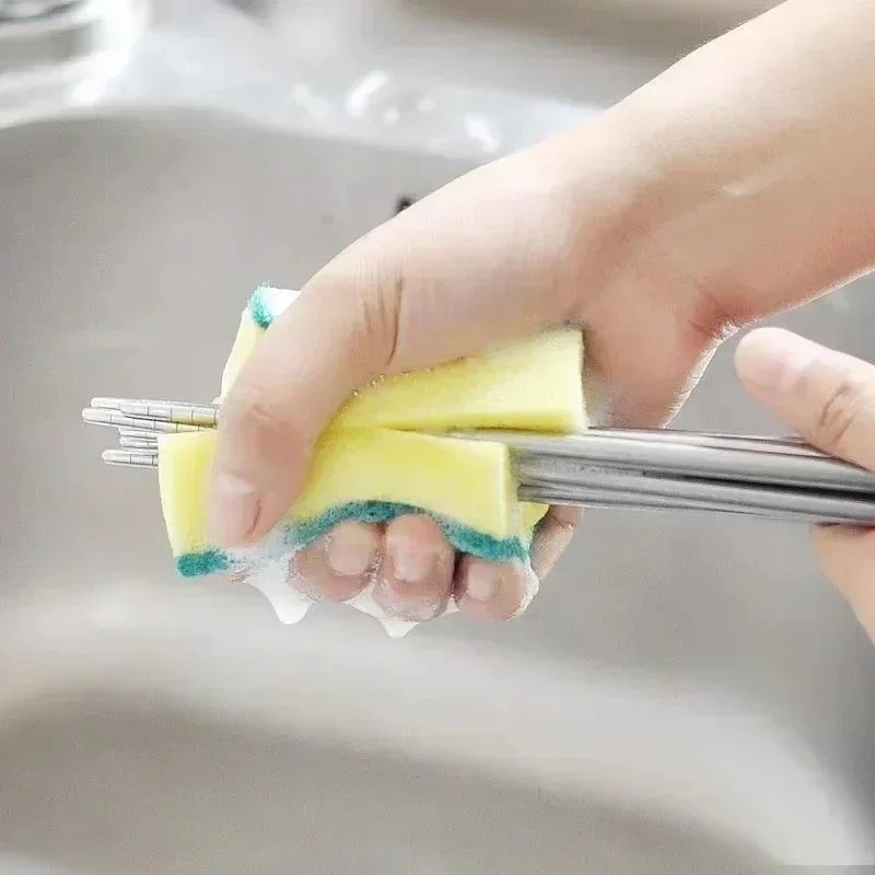 50 pcs Highly absorbent double-sided sponge magic cleaning pot rust sponge