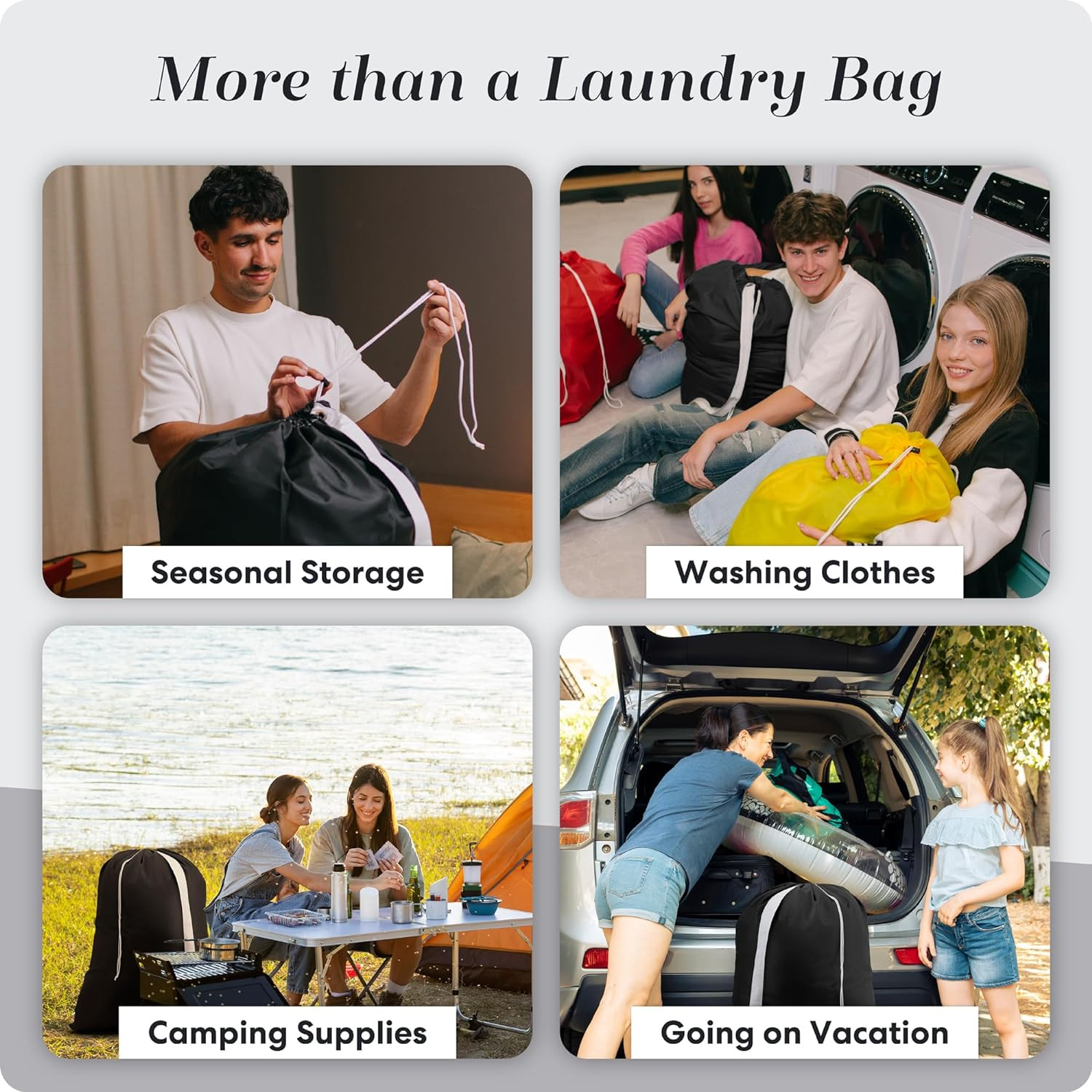 Shoulder Strap Laundry Bag Drawstring Lock Heavy Duty 30 X 40 Black