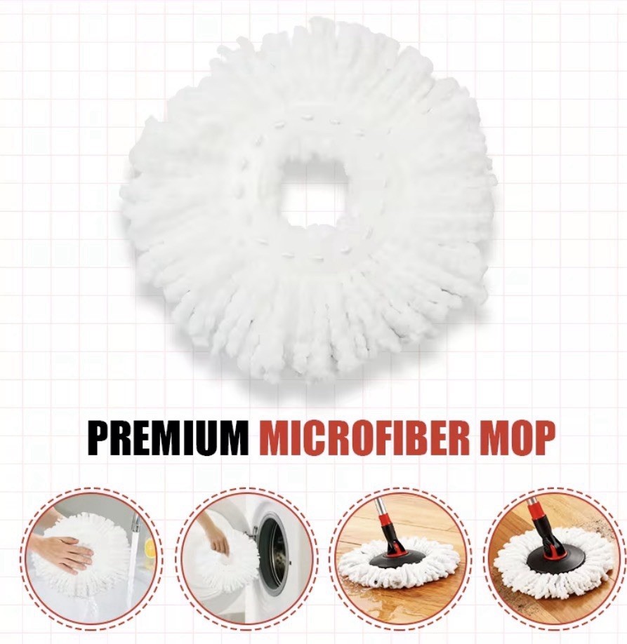 360 Spin Mop Bucket System Hands Free Self Wringing w/ 3 Microfiber Mop Heads