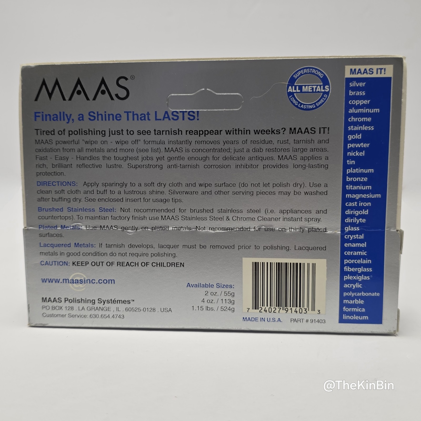 MAAS Metal Fine Polishing Cream All Metals Concentrated 2 oz Tube Full USA Made