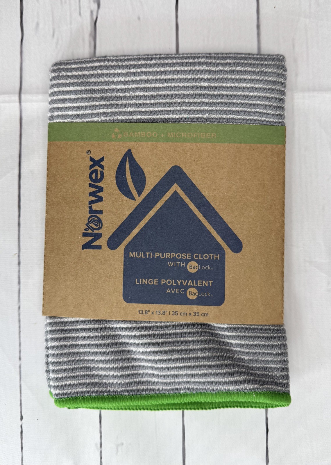NEW Norwex Bamboo Multi Purpose Cloth Graphite Gray w/green trim FREE SHIPPING