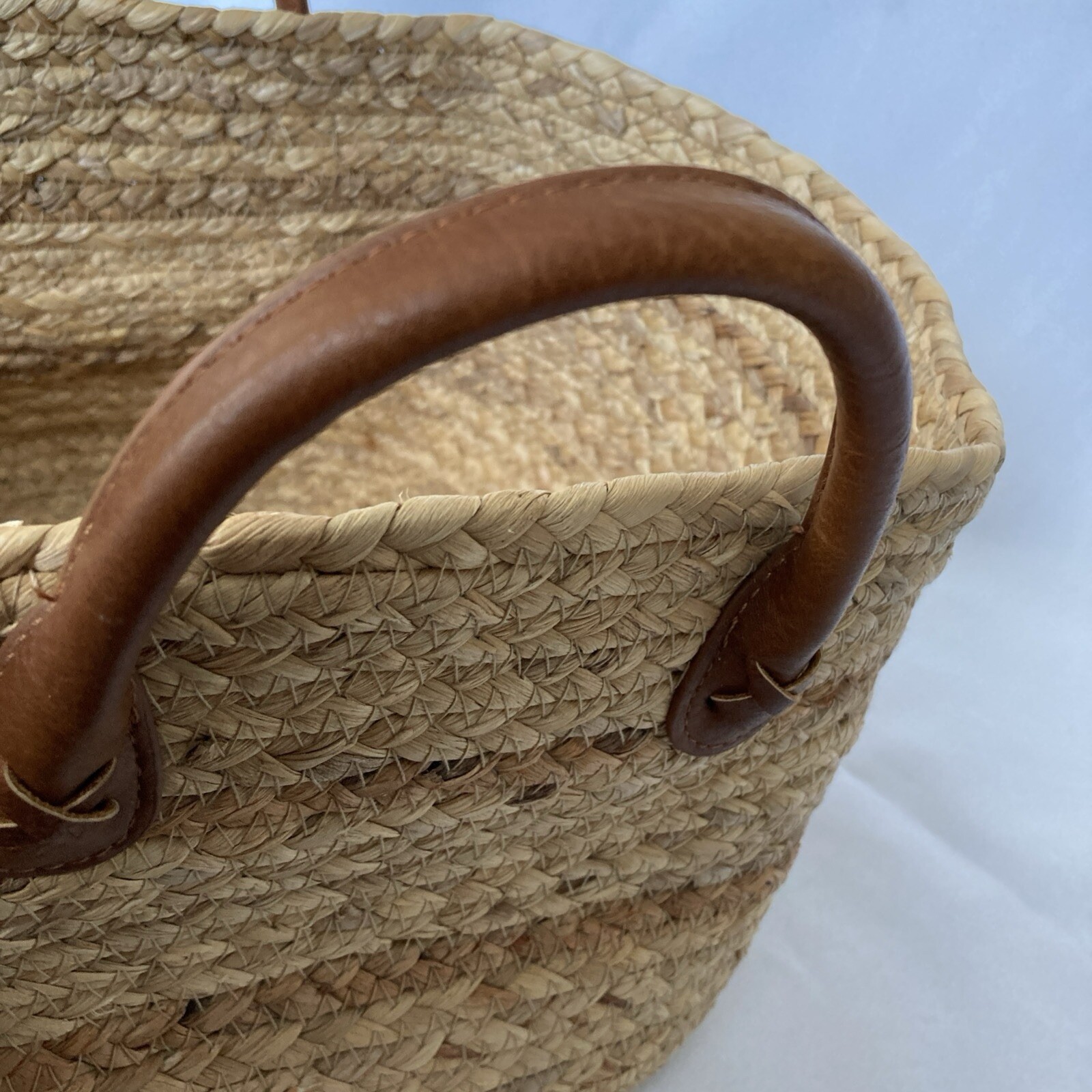 Double-Handled Basket Braided Water Hyacinth 12 x 10 x 7″ Storage Shopping Tote