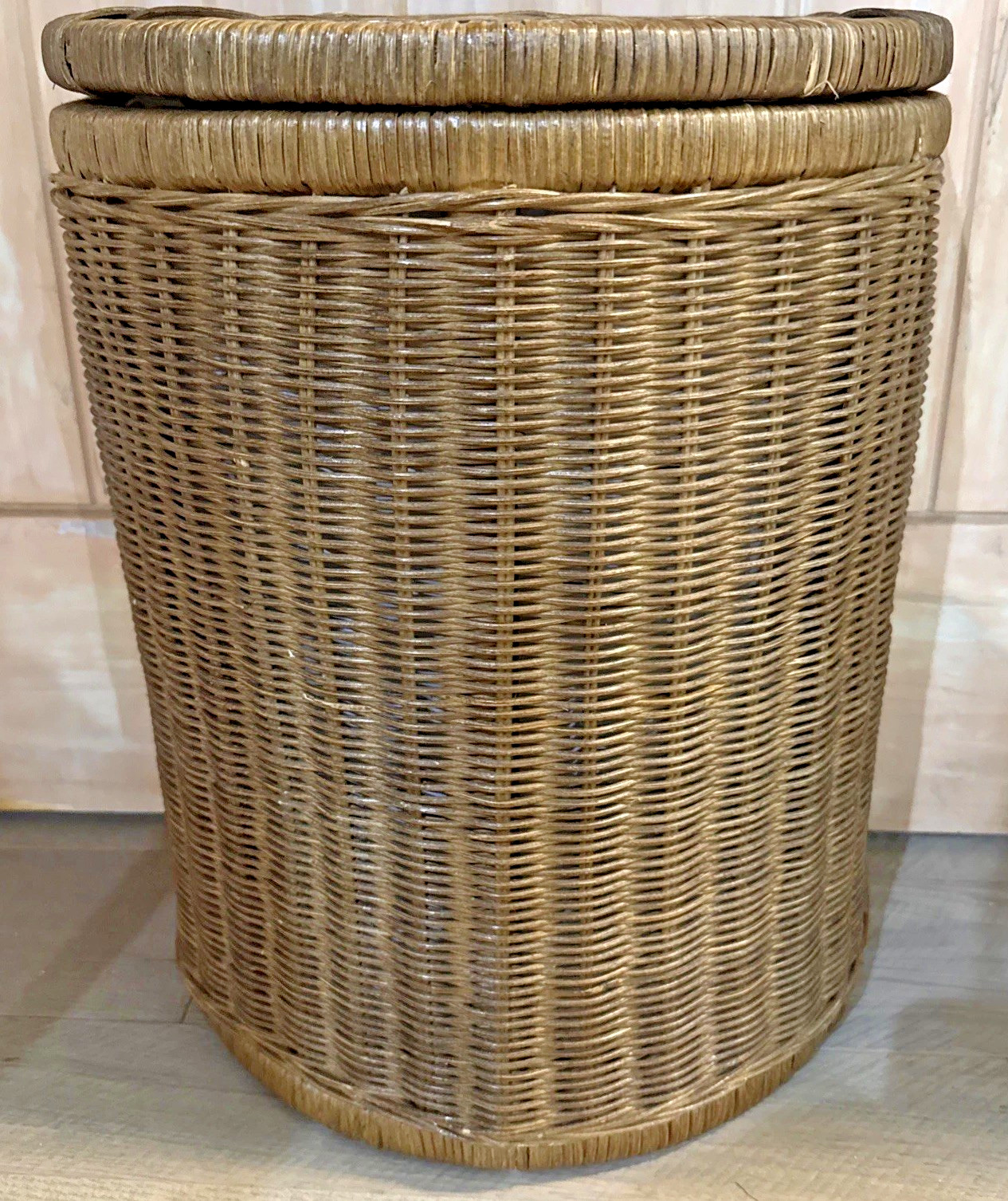 Boho Wicker Laundry Hamper w/ Lid Removable Cotton Liner Rattan Basket Natural