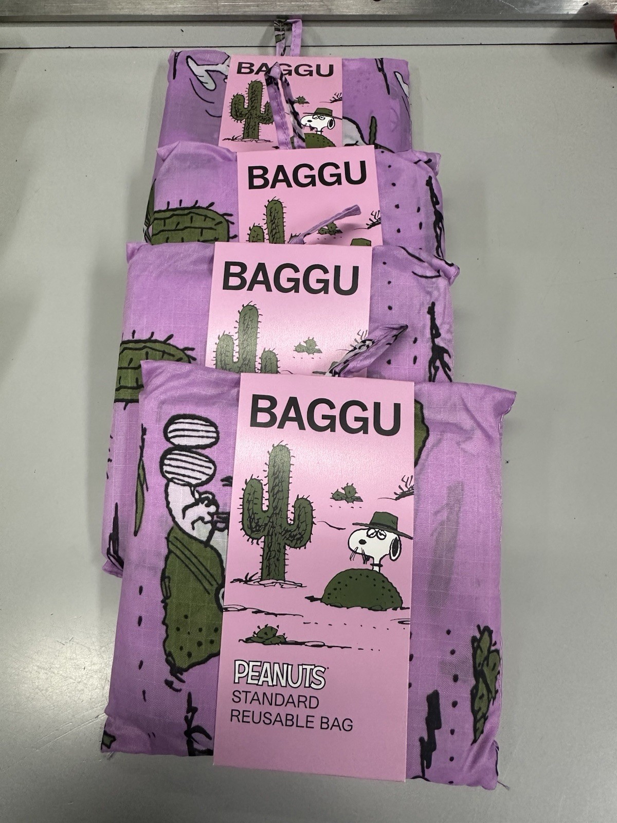 Baggu Standard Baggu, Pink Spike Peanuts Reusable Bag, NEW