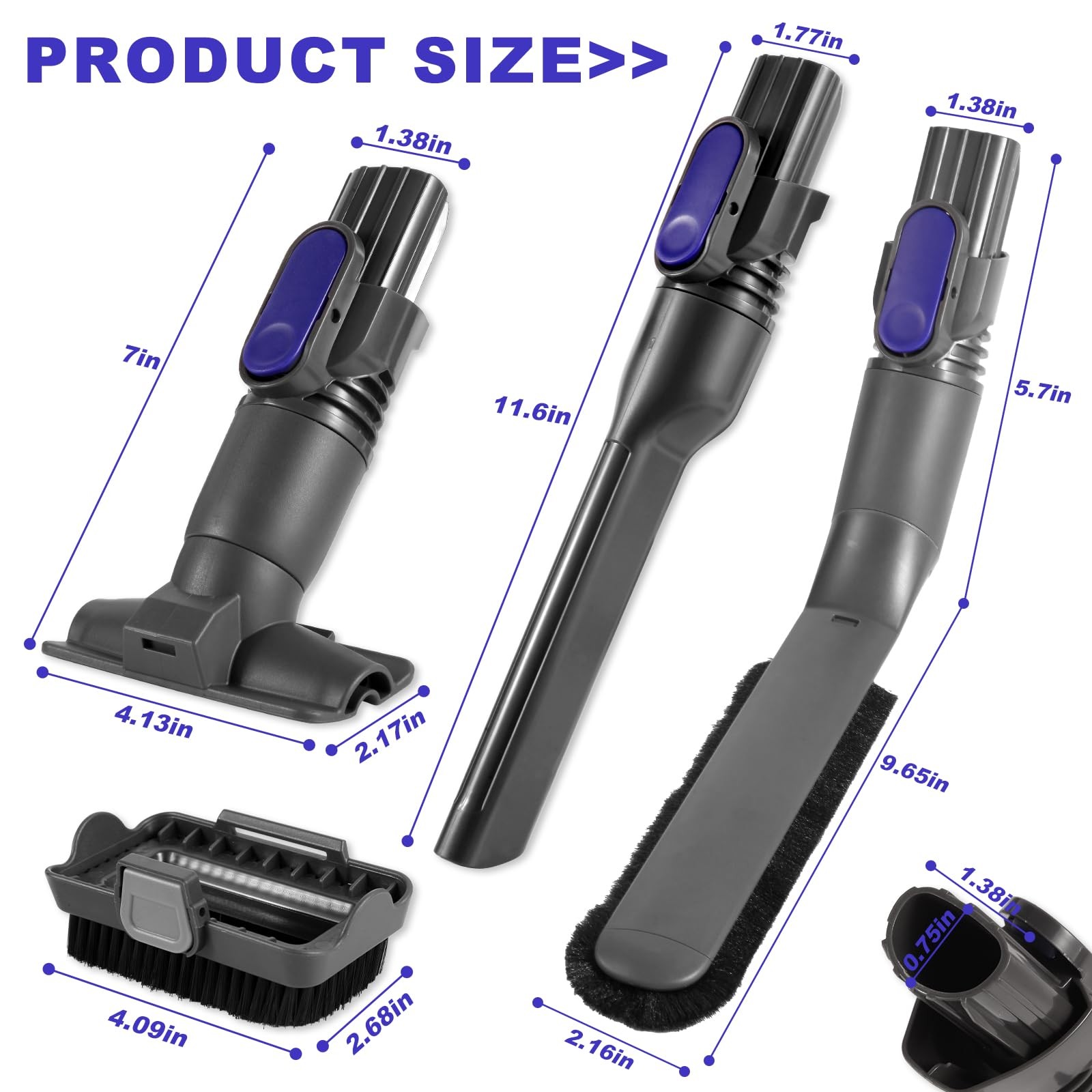 IX141 Vacuum Crevice Tool Brush Replacement 16.9 x 9.05 x 1.96 inch, Gray
