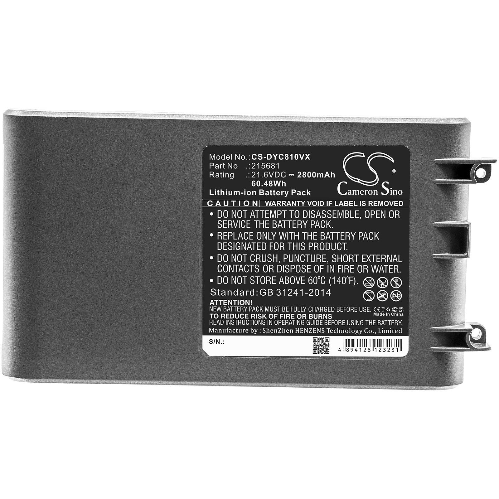 Battery for Dyson Vacuum V8 Absolute Cord-Free V8 Animal 967834-02 2800mAh