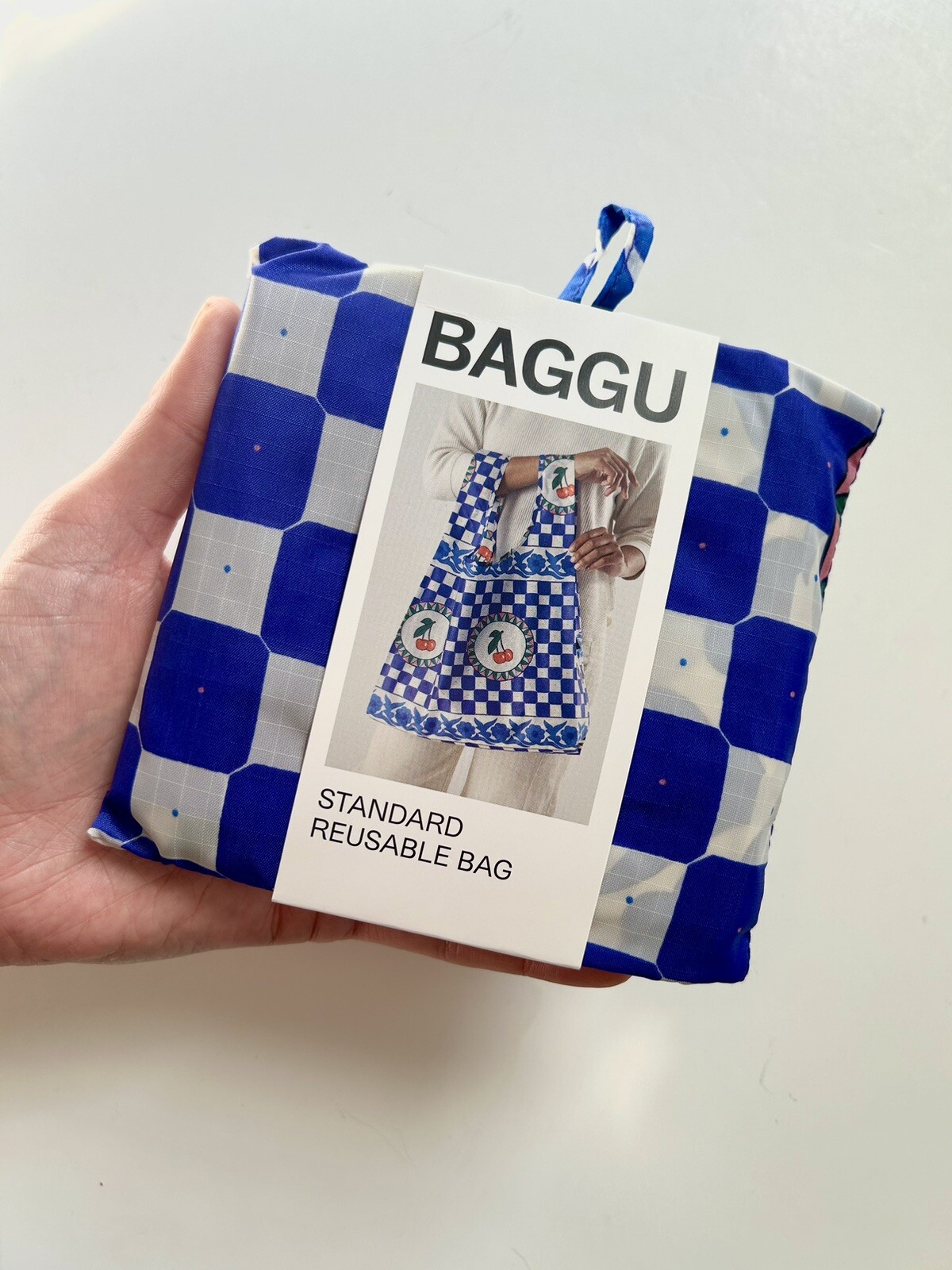 NEW! Baggu STANDARD BAG in “Cherry Tile” — Washable Recyc. Nylon SOLD OUT + RARE