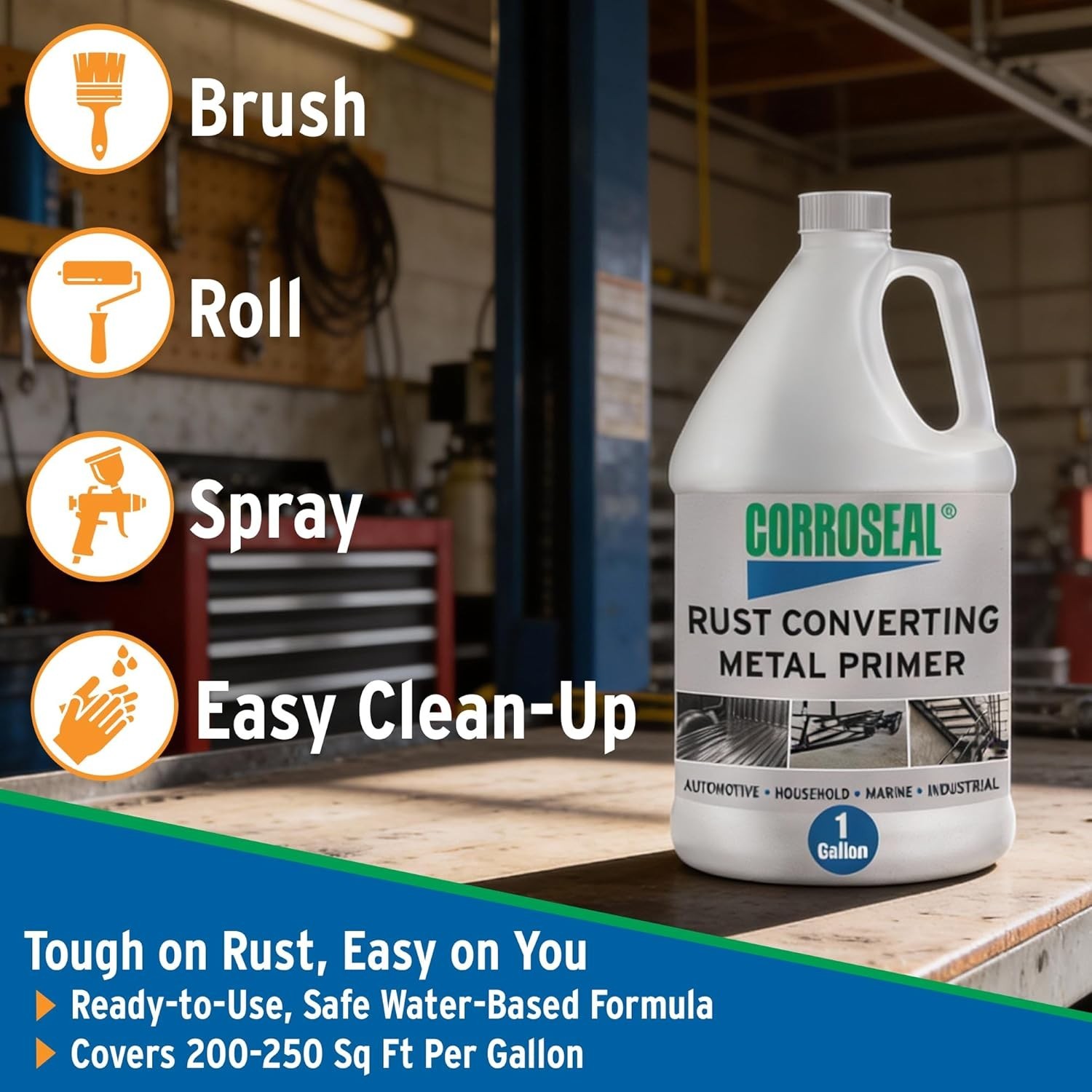 Rust Converter Metal Primer 128oz Stops Corrosion 4-Pack 128 Fl Oz (Pack of 4)