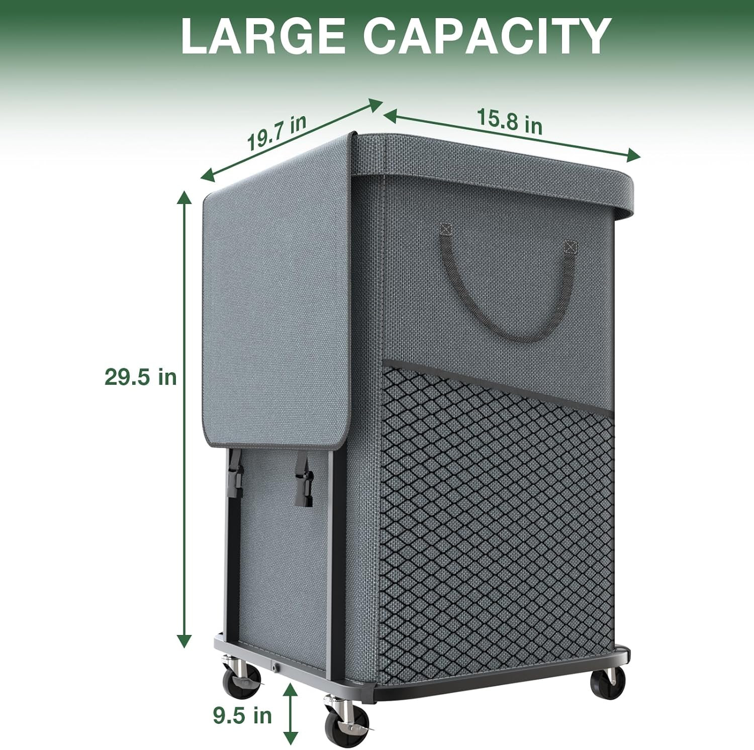 40 Gal(150L) High Grade Large Laundry Basket with Wheels, Rolling Laundry Hamper