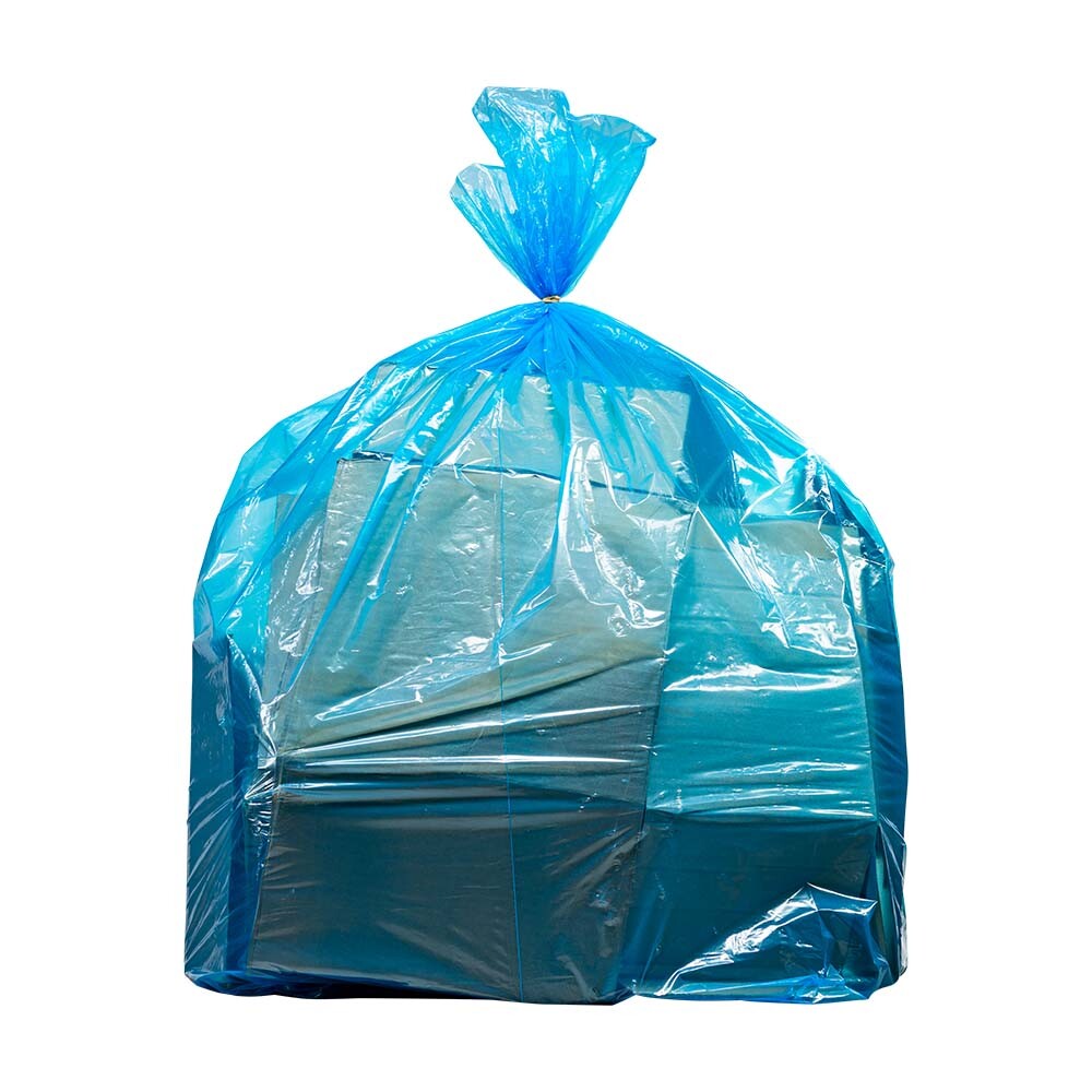 Plasticplace 32-33 Gallon Recycling Bags – Blue, Case of 100 Garbage Bags