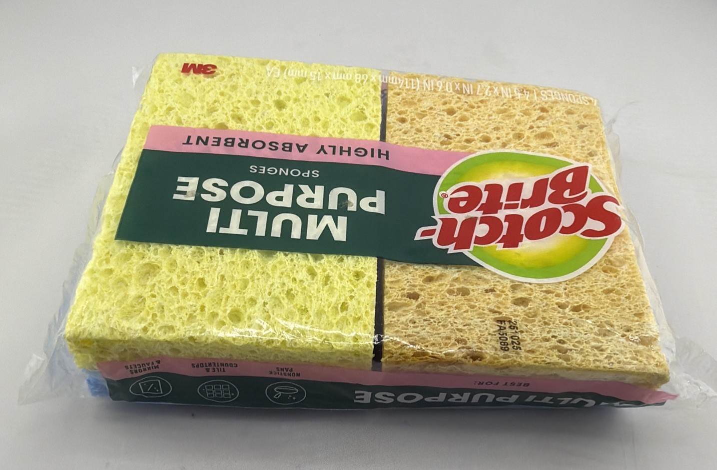 Scotch-Brite Multi-Purpose Sponges 4 Pack Assorted Colors Cleaning Scrubber.