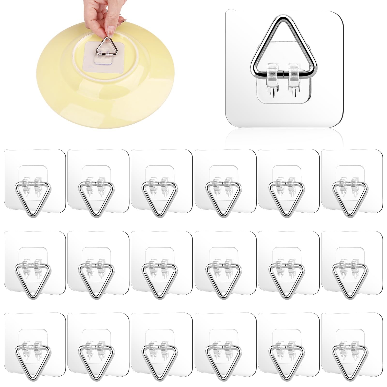 18 Pack Adhesive Plate Hangers 2.25 in Invisible Wall Display Hangers